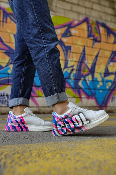CH254 - CBT Pittura Erkek Ayakkabı 486 PEMBE / MAVI COOL