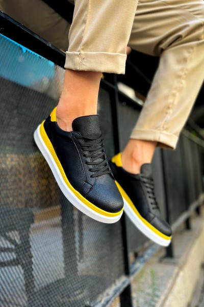 CH979 - Santoni GBT Spor Erkek Ayakkabı SIYAH/SARI